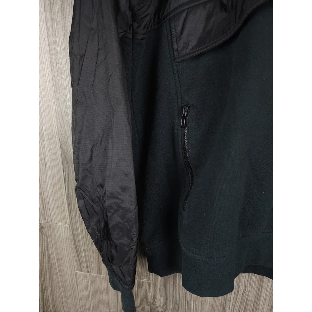 RVCA Mens Mixed Media Ripstop Fleece Half Zip Anorak Hoodie Black Small